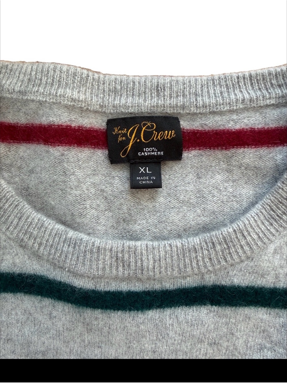 J.Crew 100% Cashmere Crewneck Sweater Multicolor Stripe XL NWOT - Picture 2 of 6